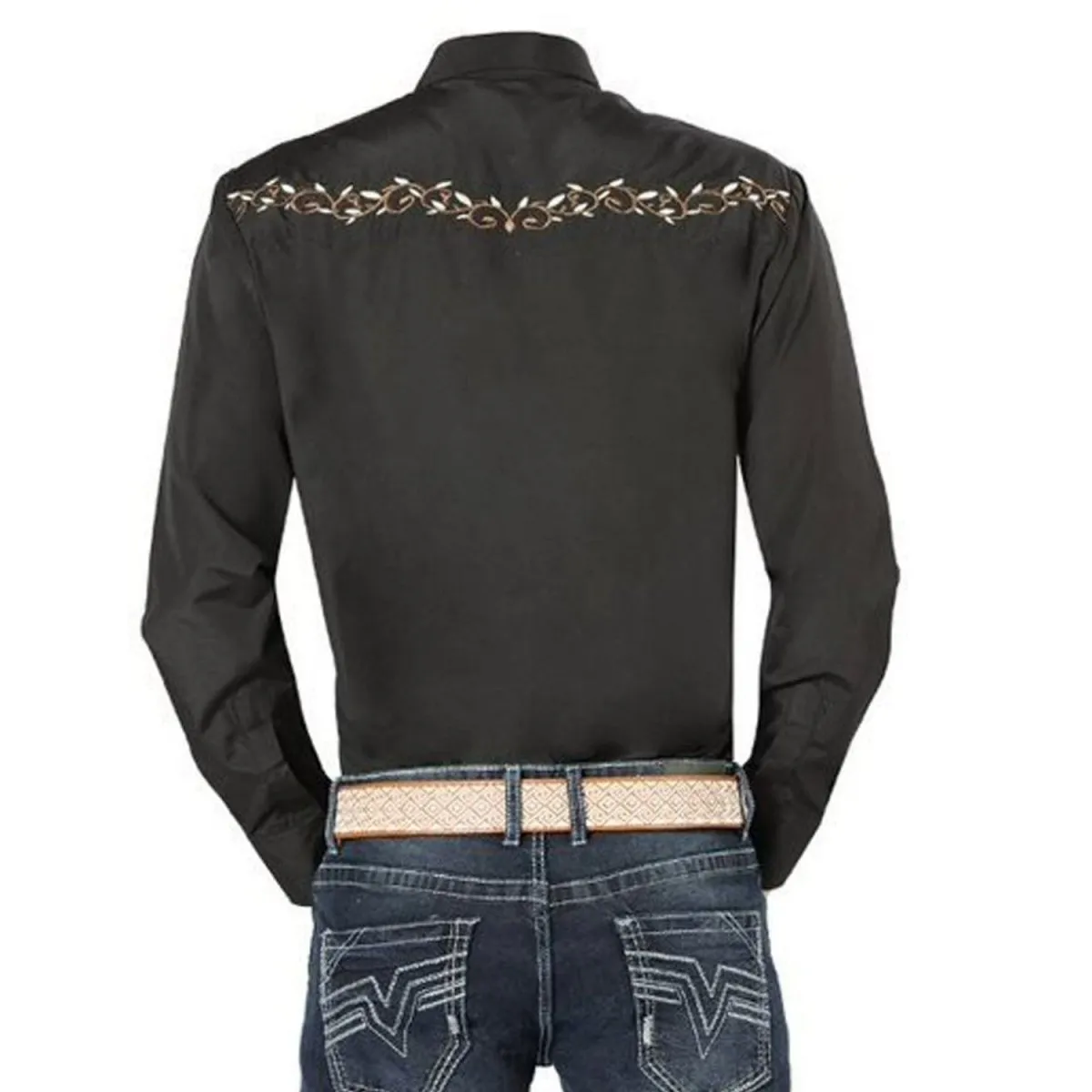 CAMISA VAQUERA BORDADA EL SEOR DE LOS CIELOS COLOR NEGRO GEN44200