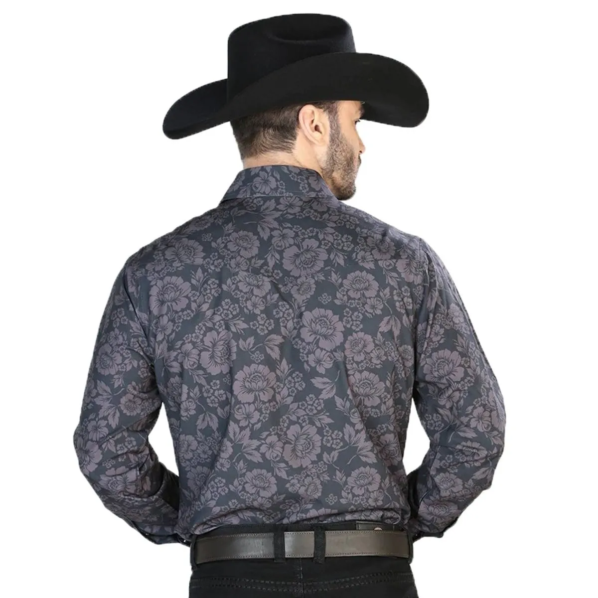CAMISA VAQUERA DE MODA EL SEOR DE LOS CIELOS NEGRO CON ROSAS GEN44100