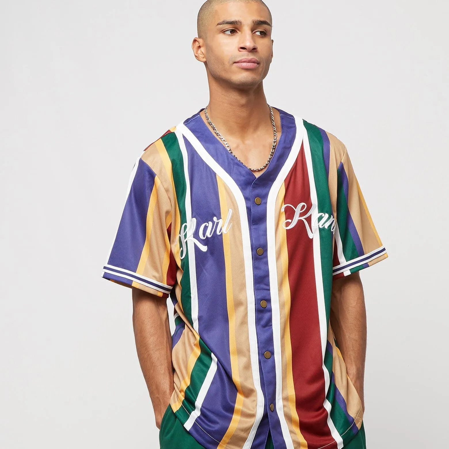 Camiseta béisbol KARL KANI kk script stripe baseball shirt multicolor