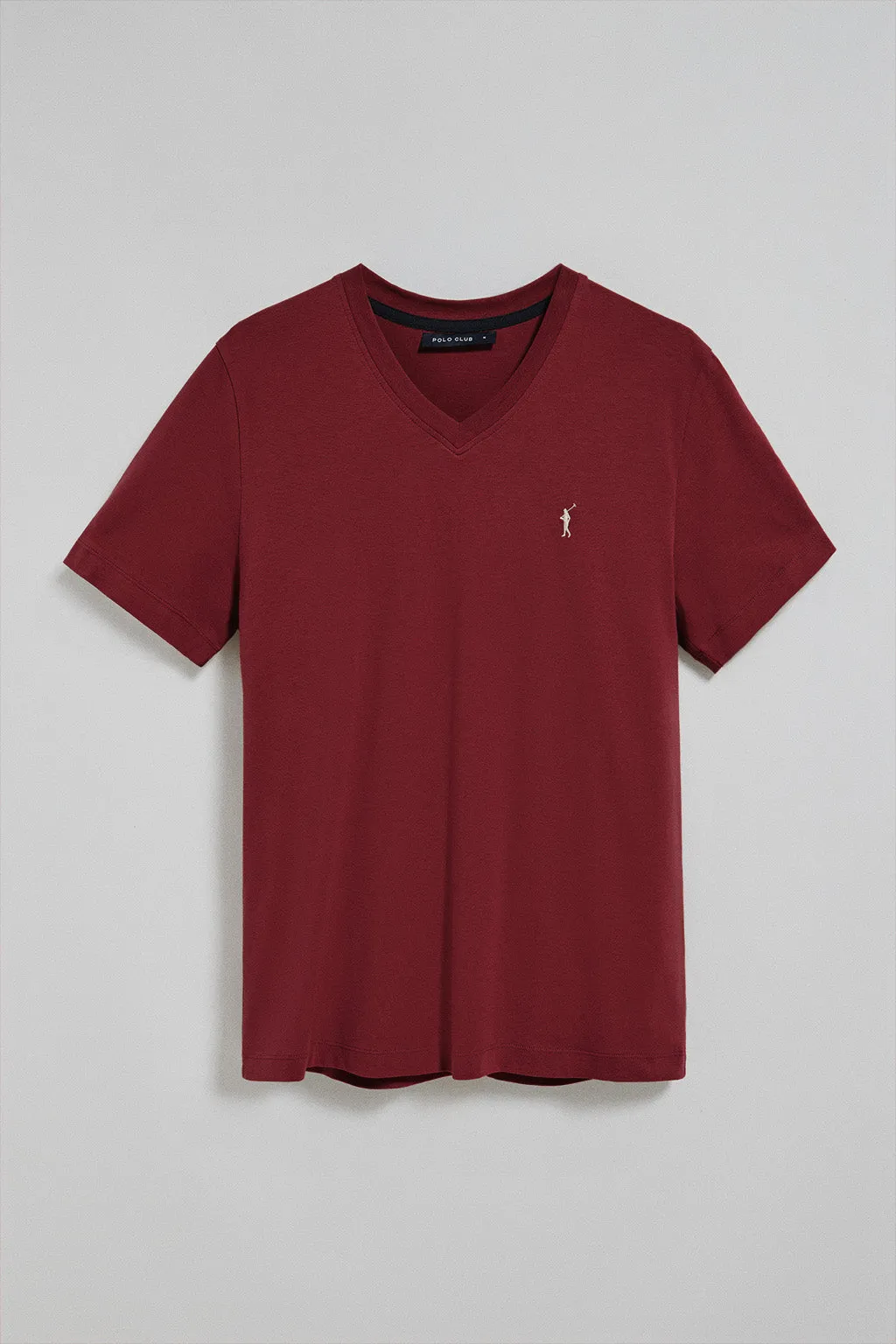 Camiseta granate con cuello de pico y logo bordado Rigby Go