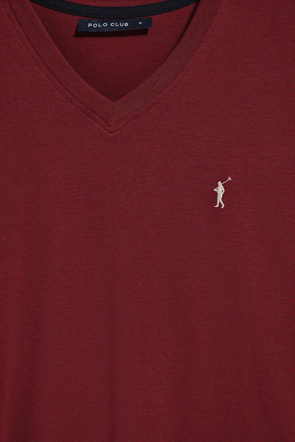 Camiseta granate con cuello de pico y logo bordado Rigby Go