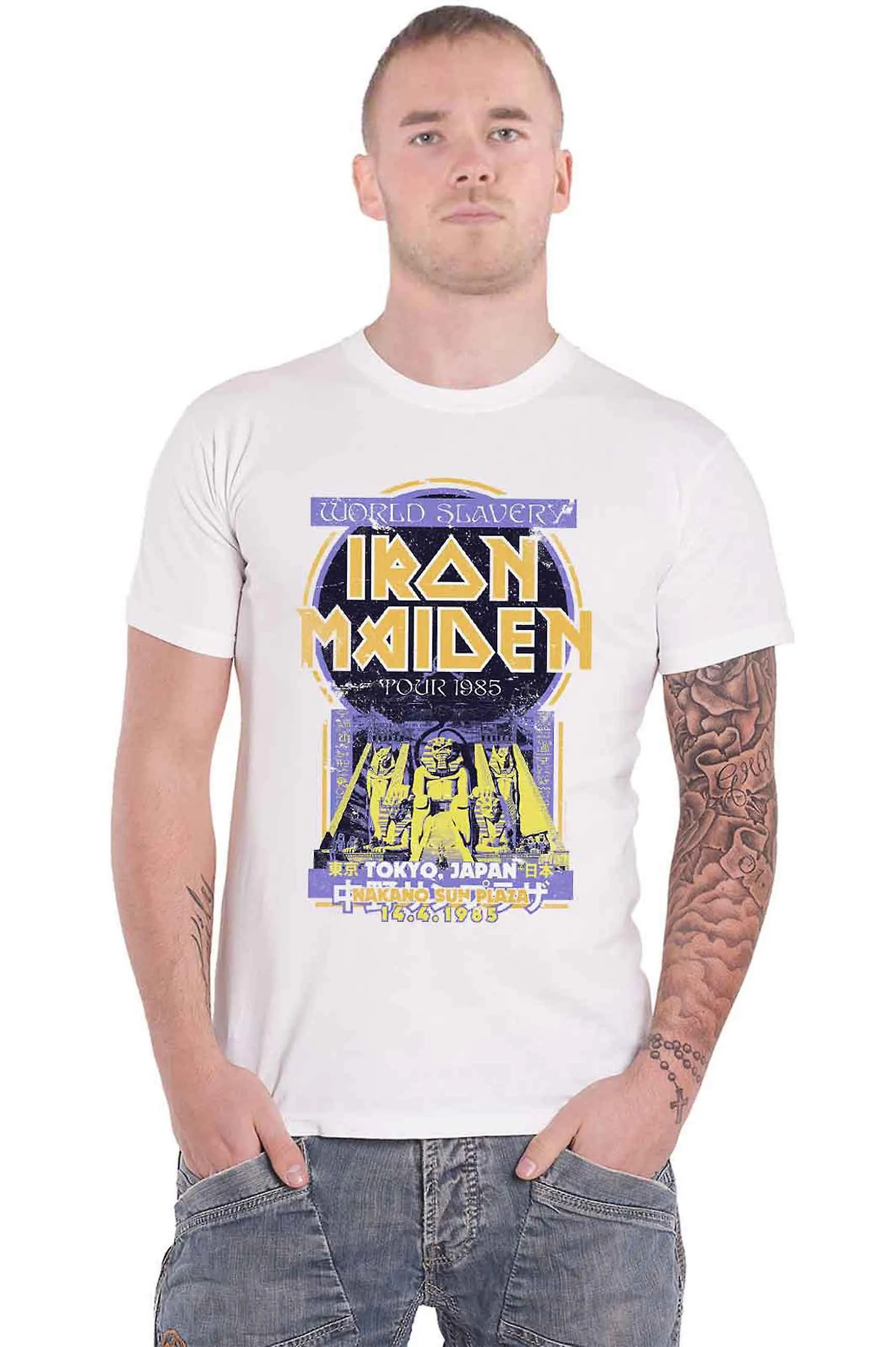 Camiseta Iron Maiden Powerslave Japan Flyer Tour 1985