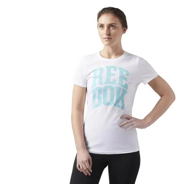 camiseta reebok blanco/azul mujer