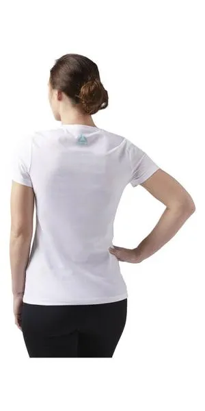 camiseta reebok blanco/azul mujer