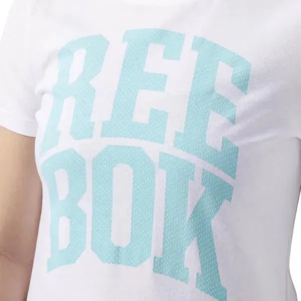 camiseta reebok blanco/azul mujer