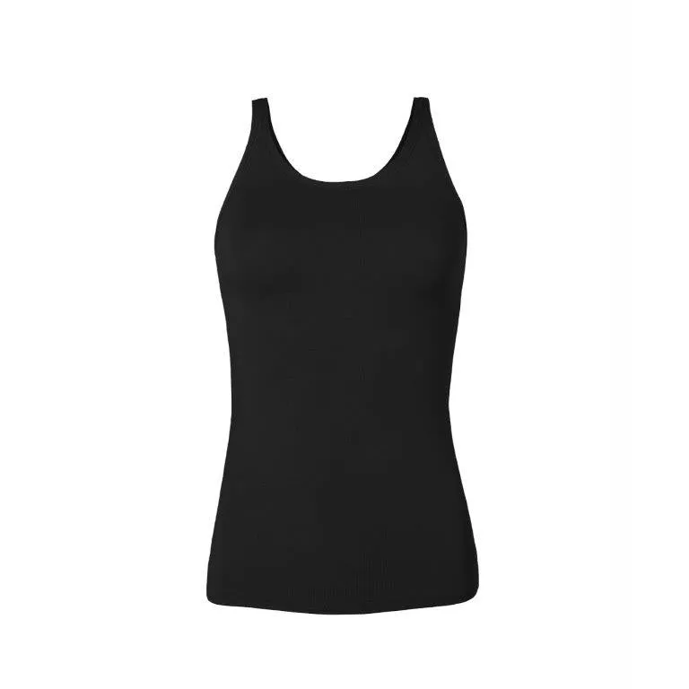 Camiseta tirantes clásica mujer tejido natural negro
