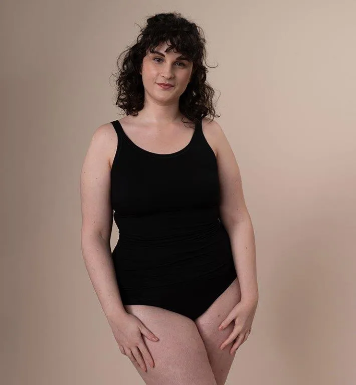 Camiseta tirantes clásica mujer tejido natural negro