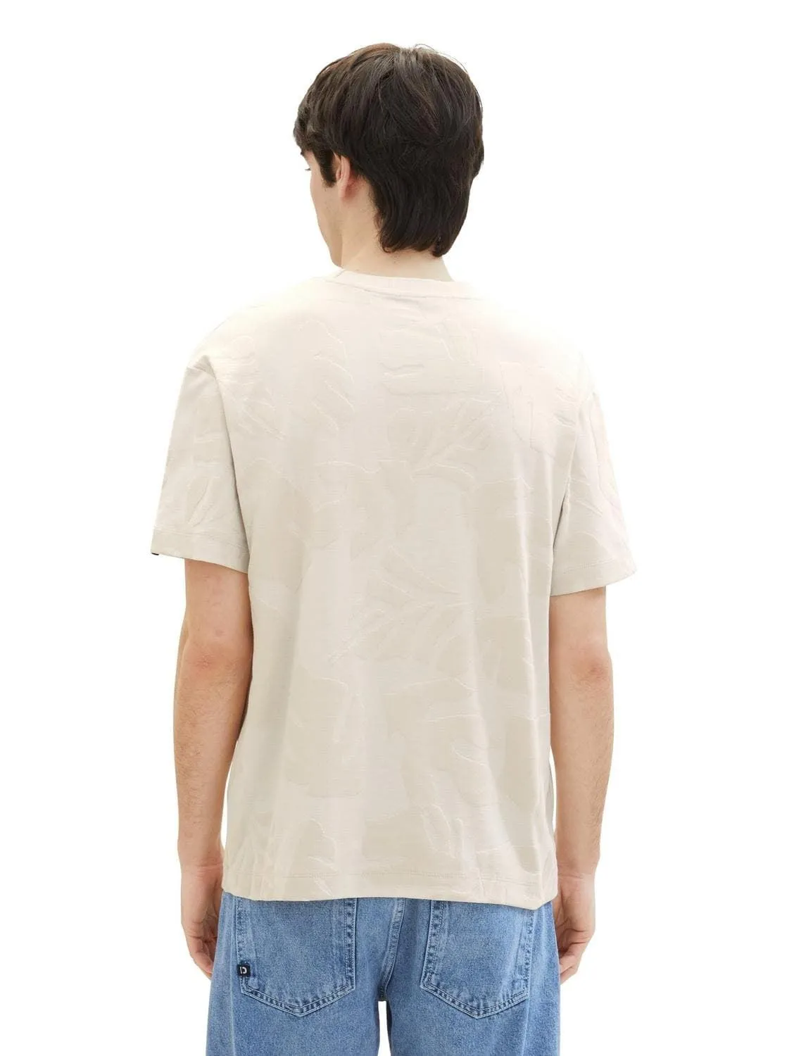 Camiseta Tom Tailor 1040870 35003 beige leaves jacquard