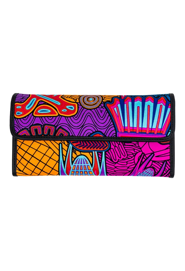 Cartera Bolsillo Negro Diosas Mexicas Morado