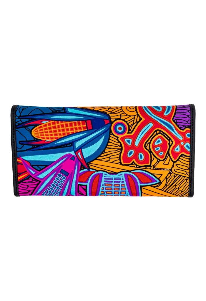 Cartera Bolsillo Negro Diosas Mexicas Morado