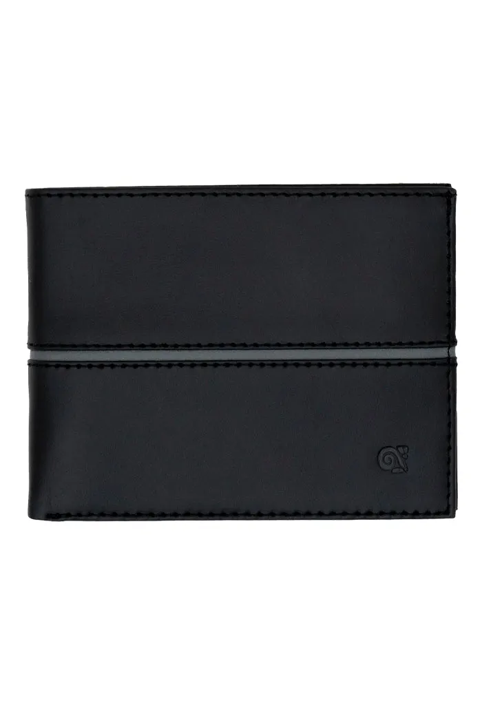 Cartera Ribete Gris Agaves Negro