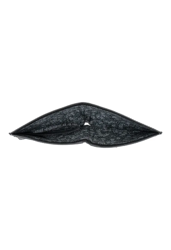 Cartera Ribete Gris Mariposa Monarca Negro