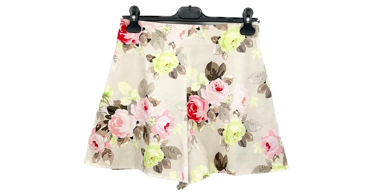 CARVEN Pantalón Corto T.FR 36 Algodón Beige 