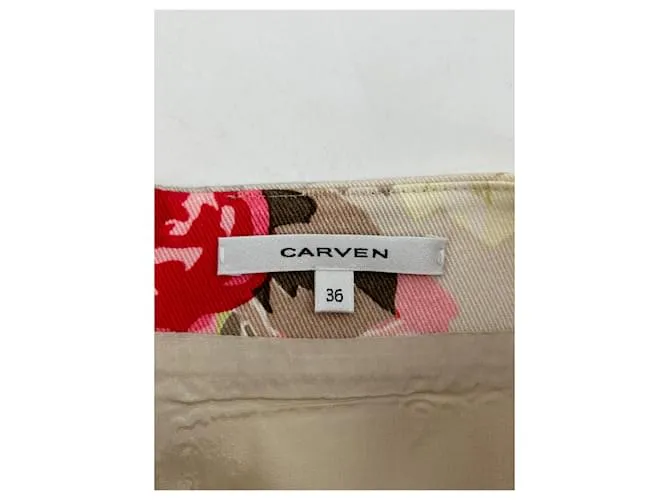 CARVEN Pantalón Corto T.FR 36 Algodón Beige 