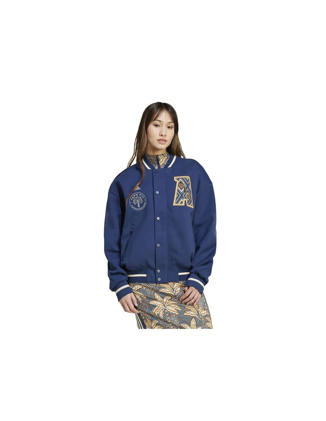 Cazadora de Fitness adidas X Farm Varsity Mujer Azul Marino