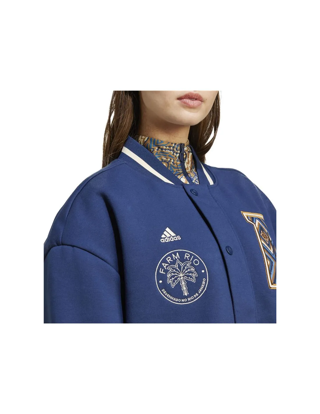 Cazadora de Fitness adidas X Farm Varsity Mujer Azul Marino