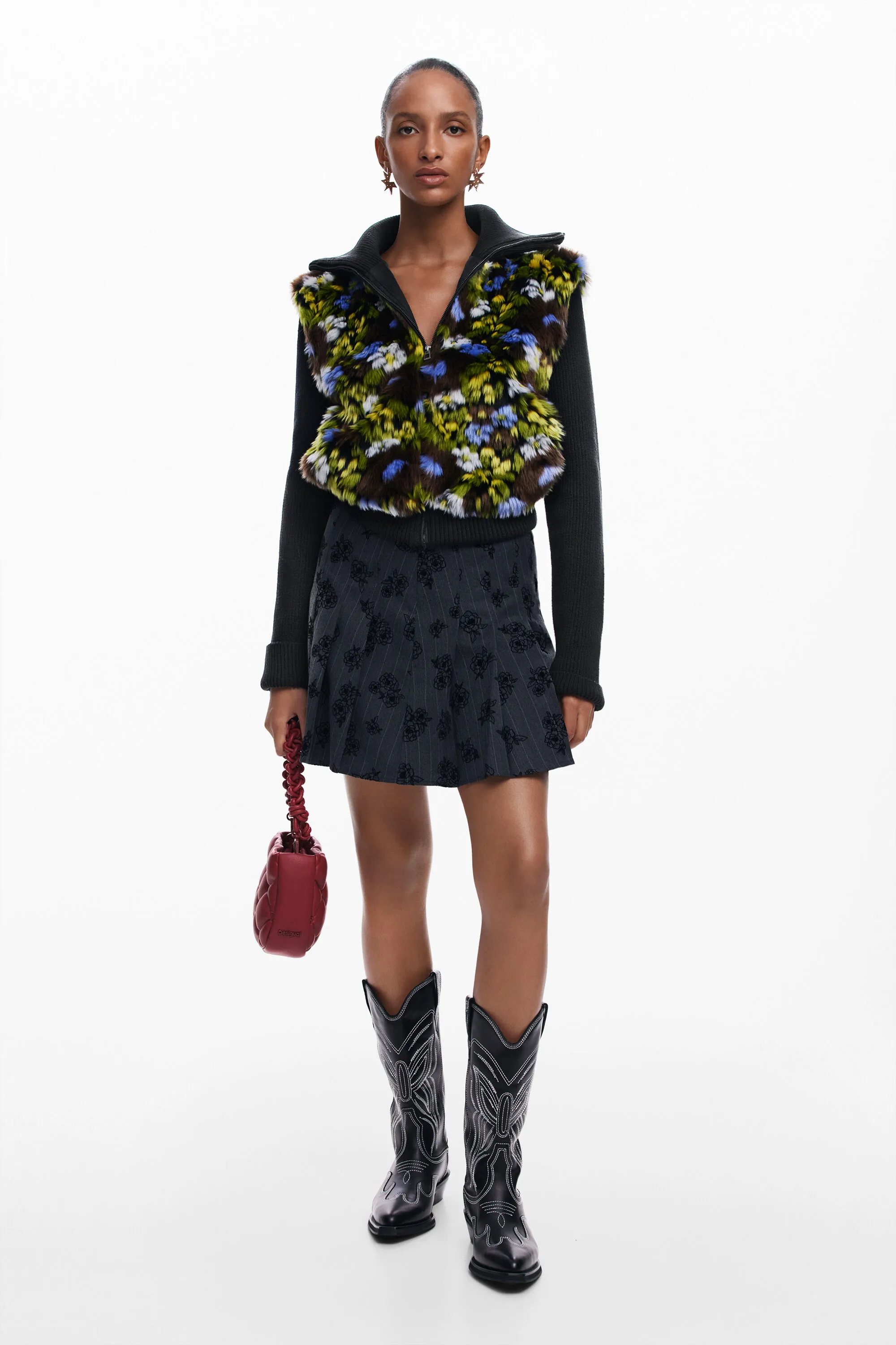 Chaqueta combinada flores