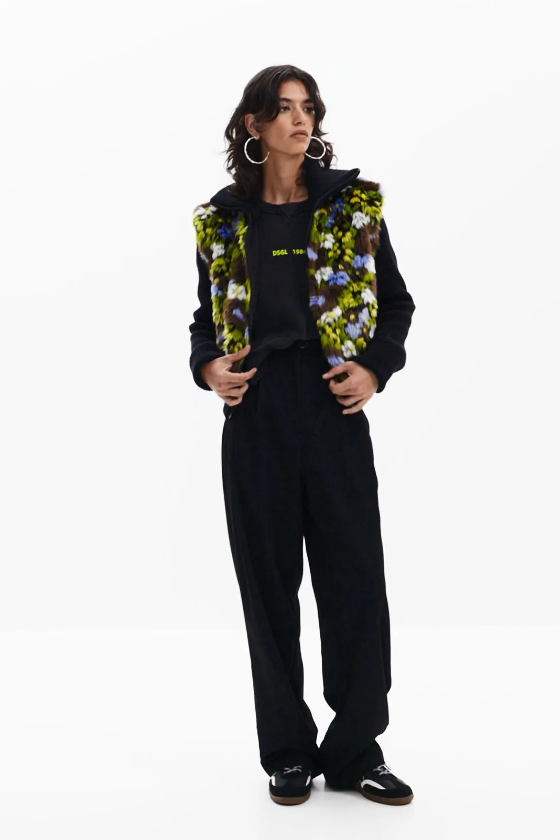 Chaqueta combinada flores