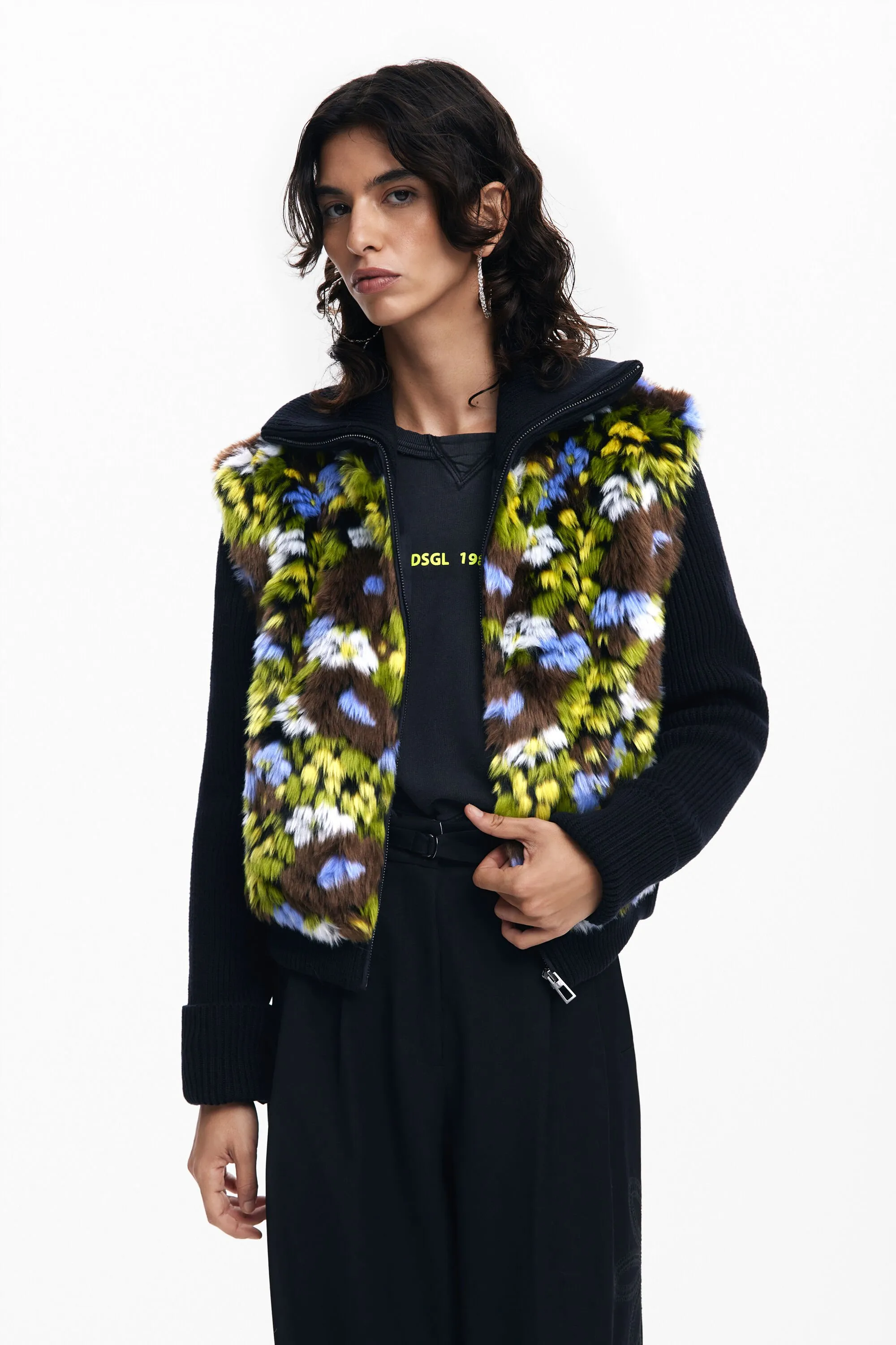 Chaqueta combinada flores
