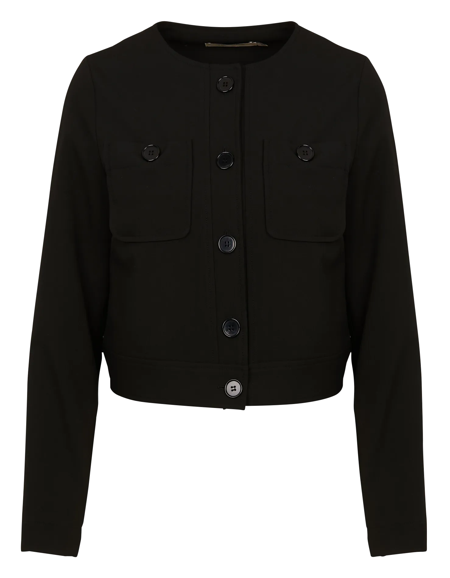 Chaqueta corta con cuello redondo en negro