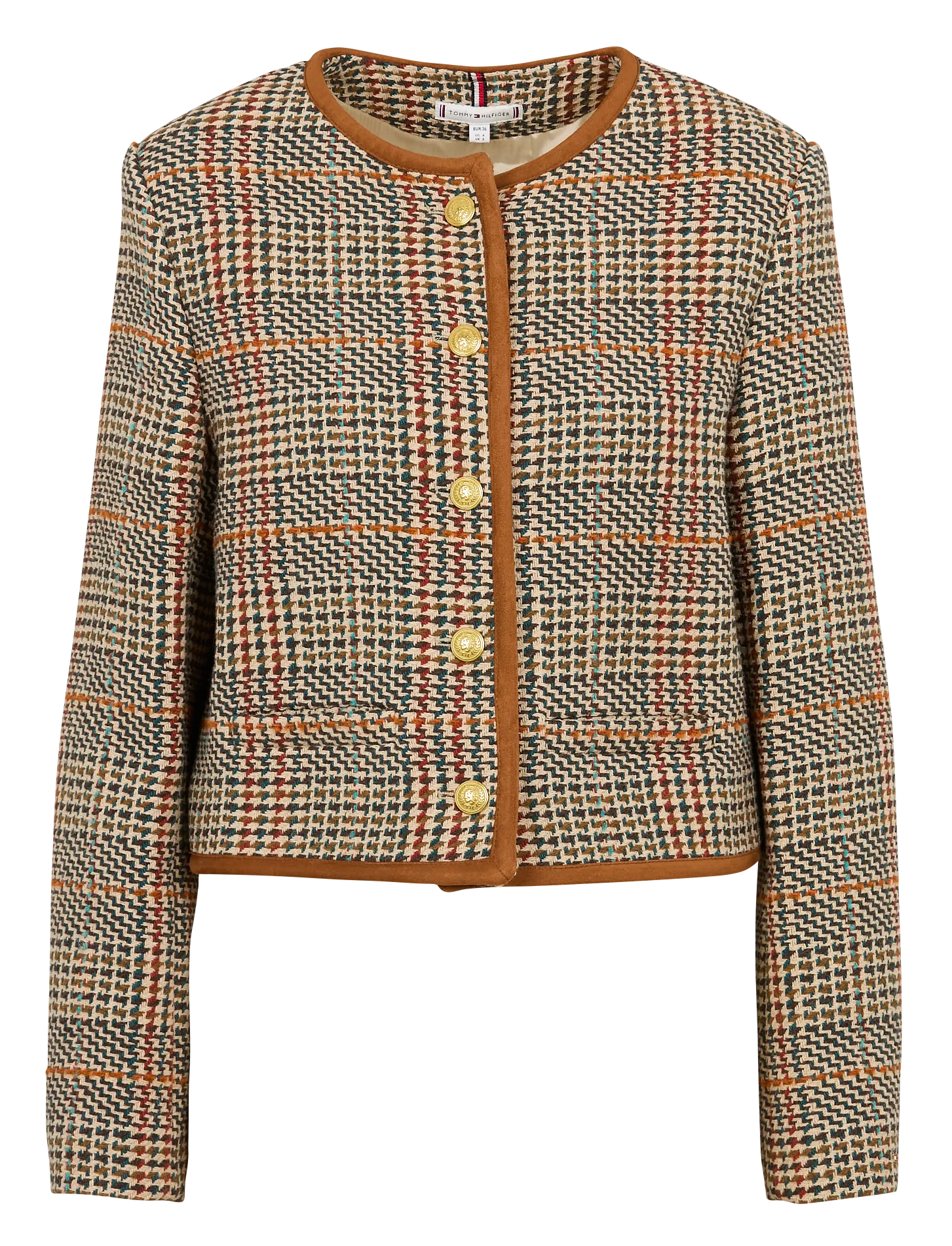 Chaqueta corta de mezcla de algodón en marron
