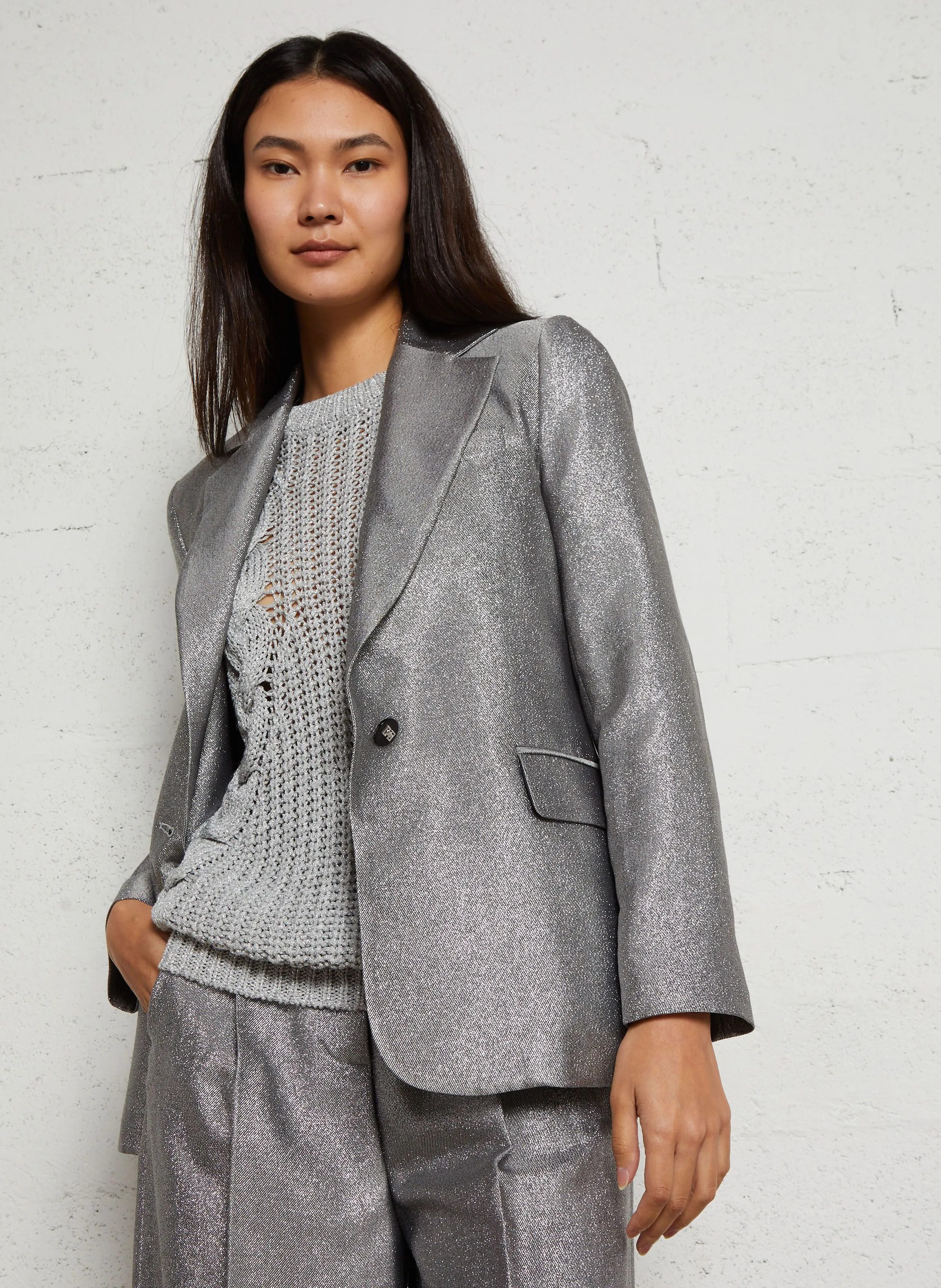 Chaqueta de traje metalizada en gris