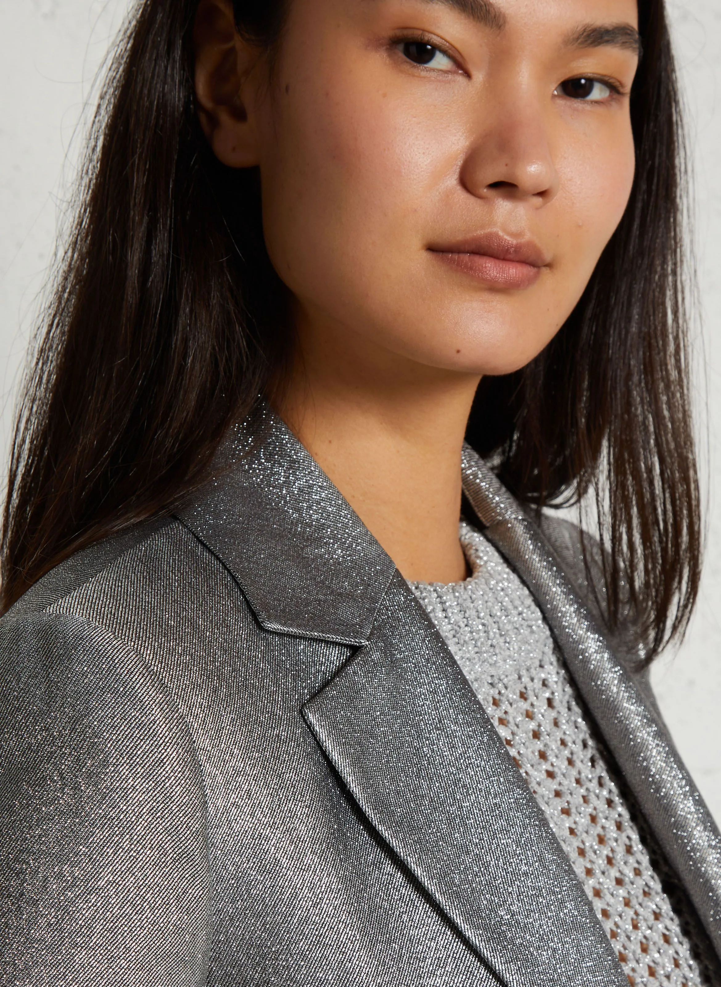 Chaqueta de traje metalizada en gris