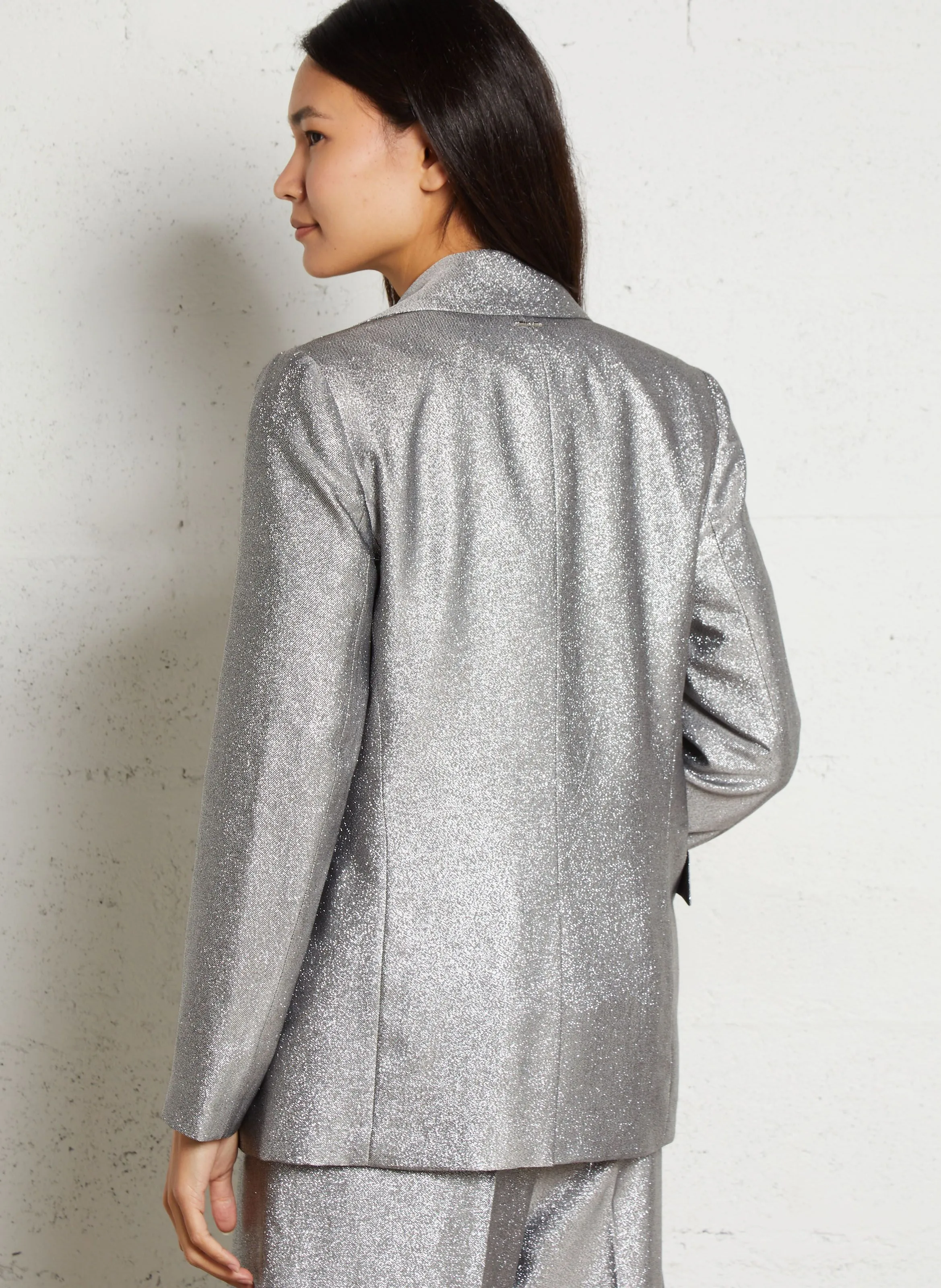 Chaqueta de traje metalizada en gris