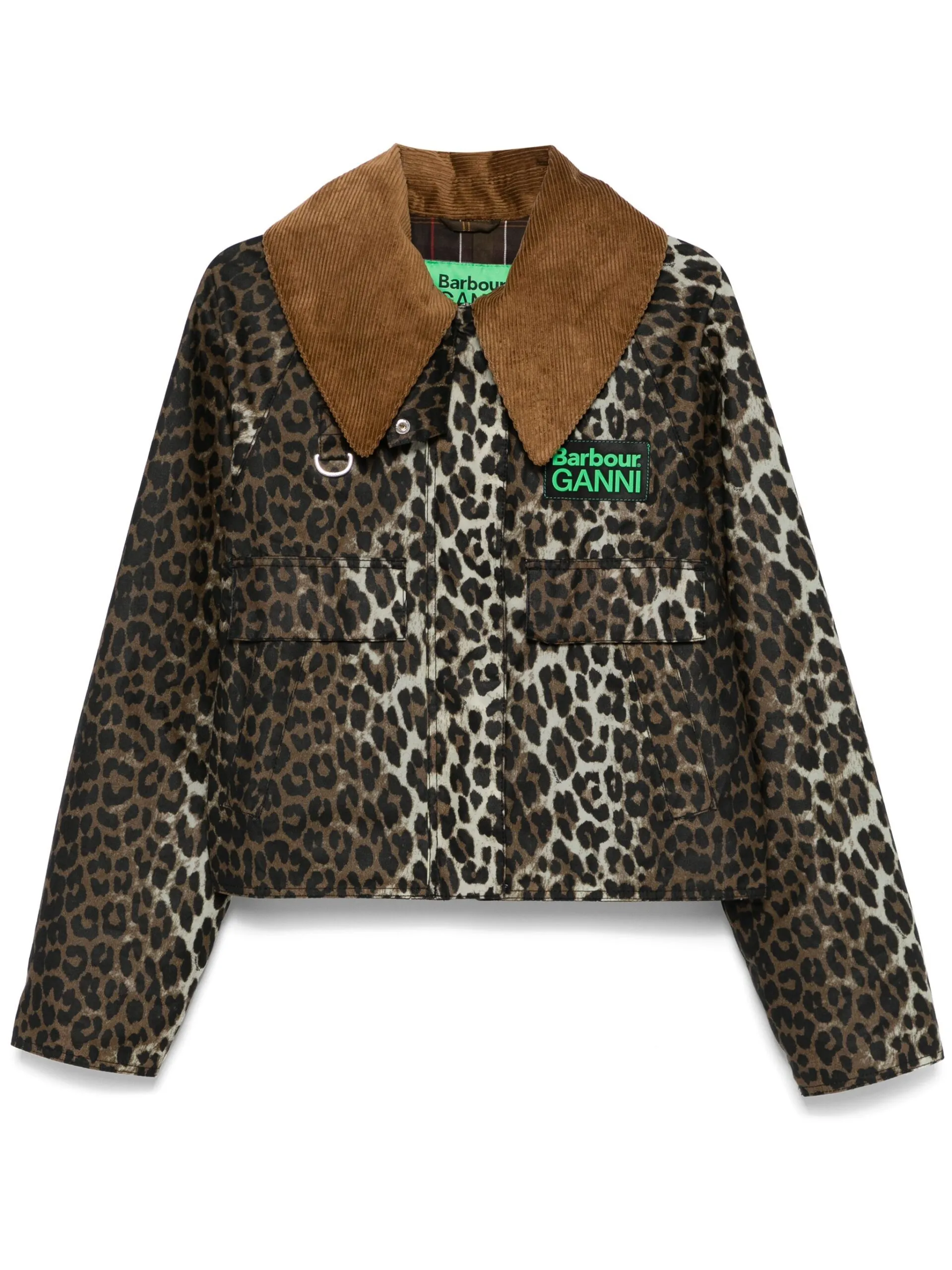 Chaqueta encerada con estampado de leopardo Ganni x Barbour
