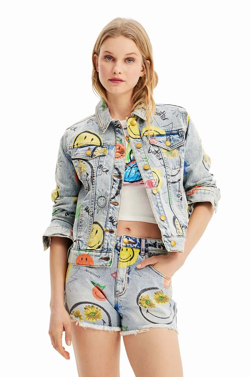 Chaqueta vaquera oversize Smiley Desigual 23SWED54