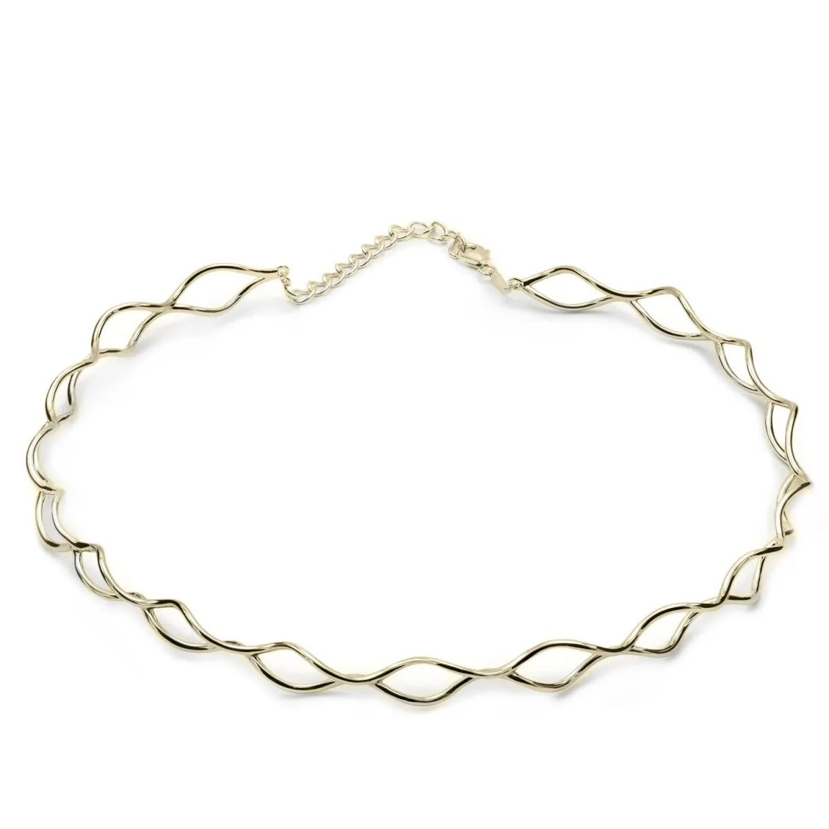 Choker rígido diseo zig zag de plata baada en oro