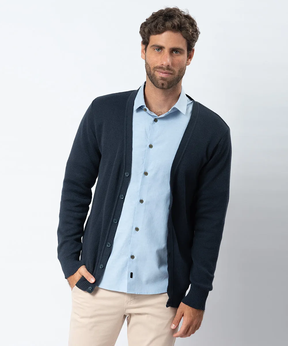 CHOMPA CON CUELLO V ABIERTO OI23 AZUL