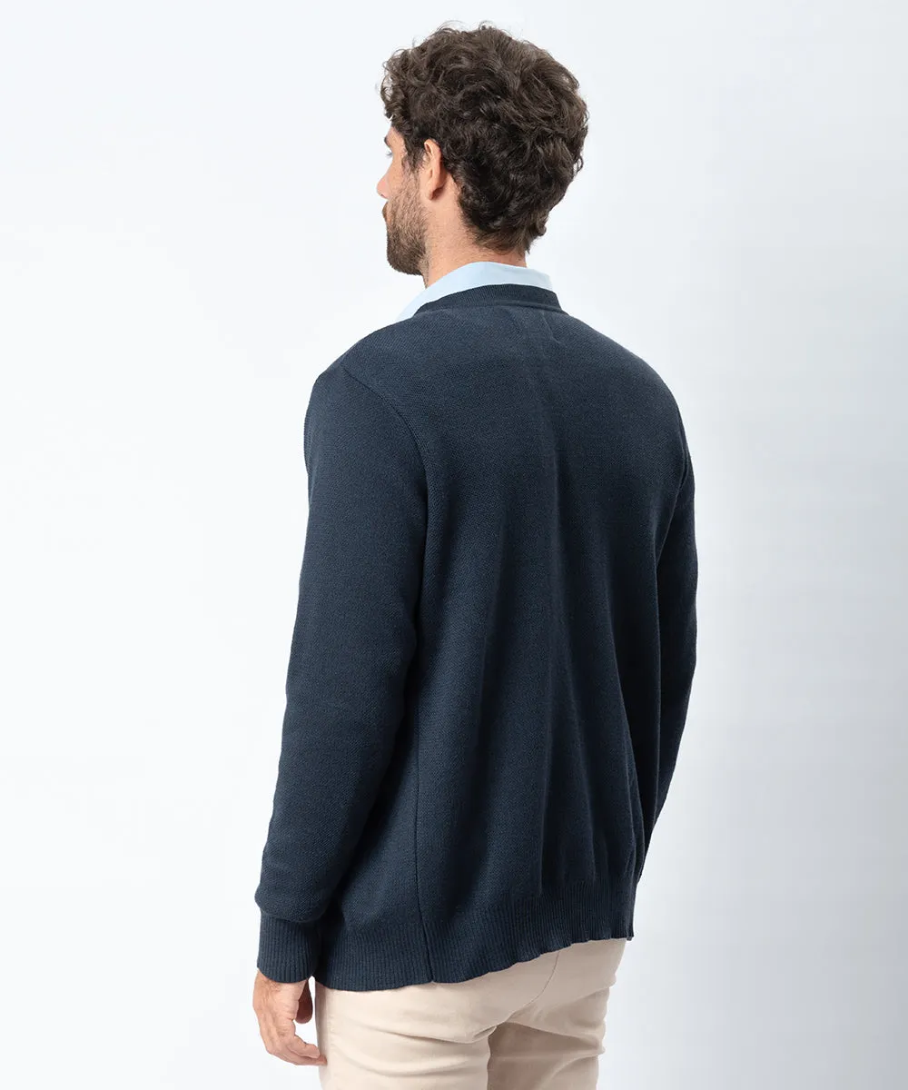 CHOMPA CON CUELLO V ABIERTO OI23 AZUL