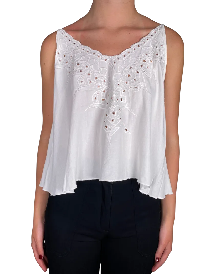 CIBELES Top White Bordado