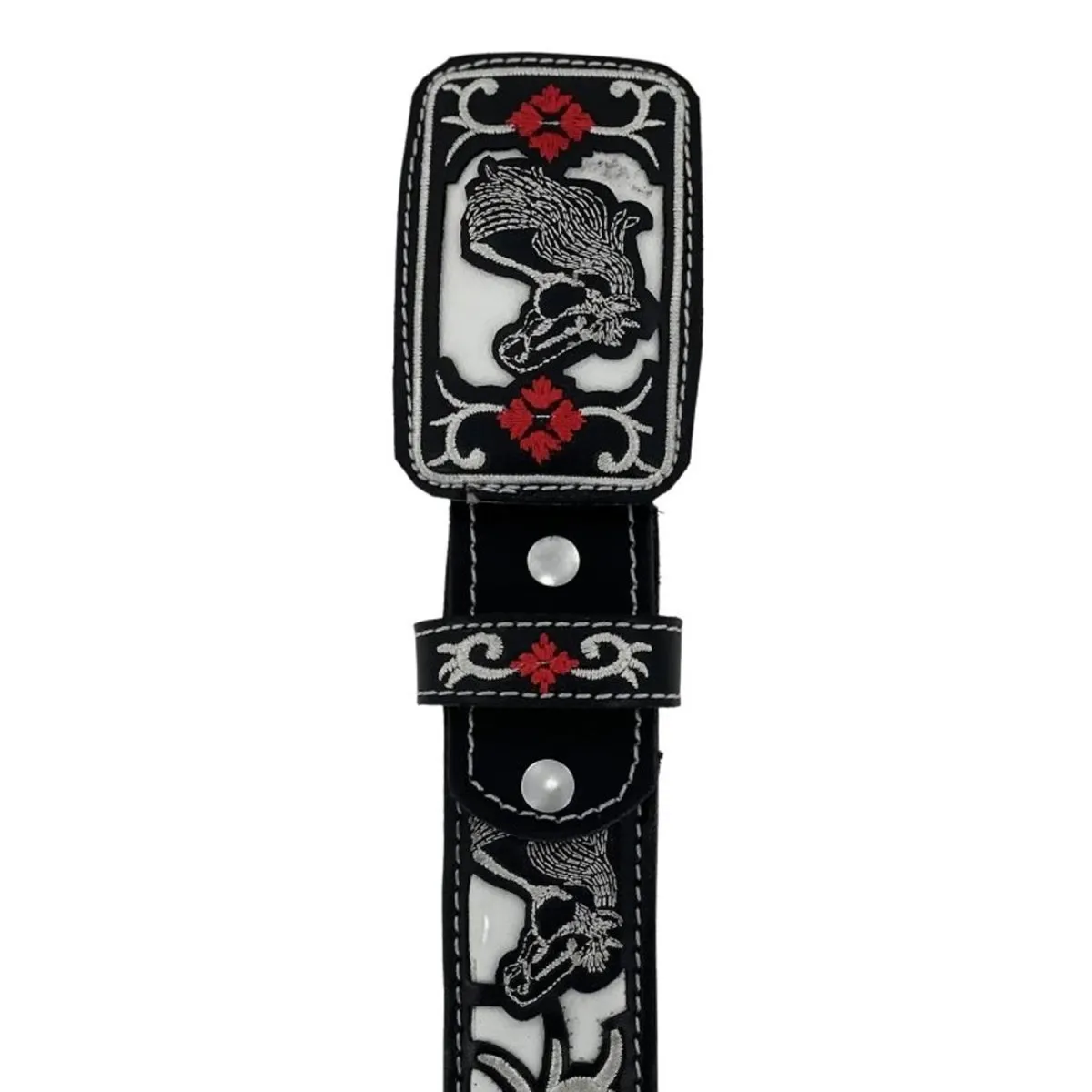 CINTO VAQUERO PARA MUJER DE CUERO ORIGINAL COLOR NEGRO Y BLANCO RDCWCB4