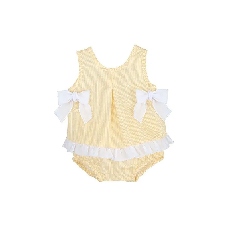 Conjunto bebé niña amarillo Lazos