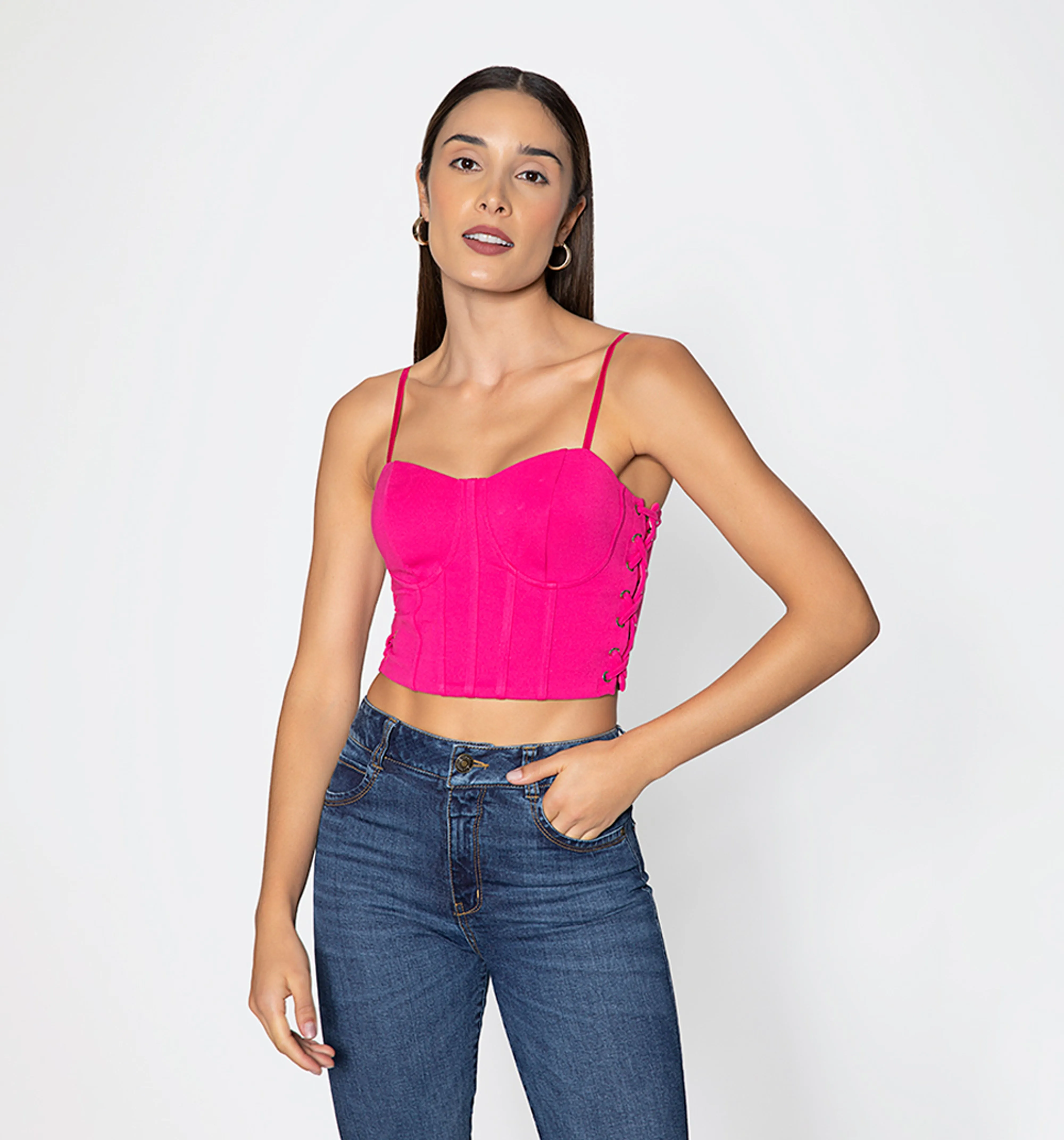 Crop top tira costado entrelazado
