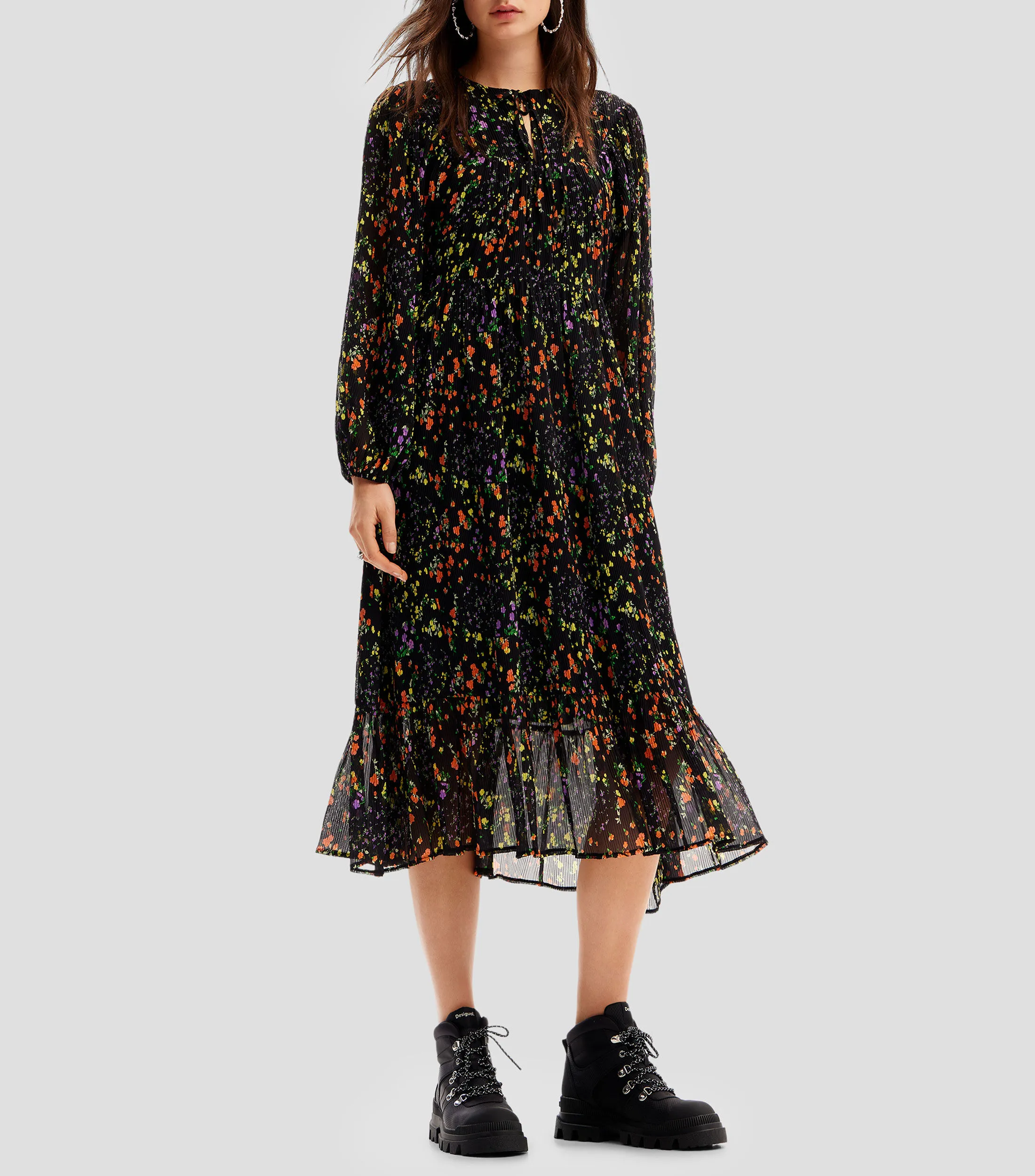 Desigual Vestido midi con manga larga Kansas City Mujer