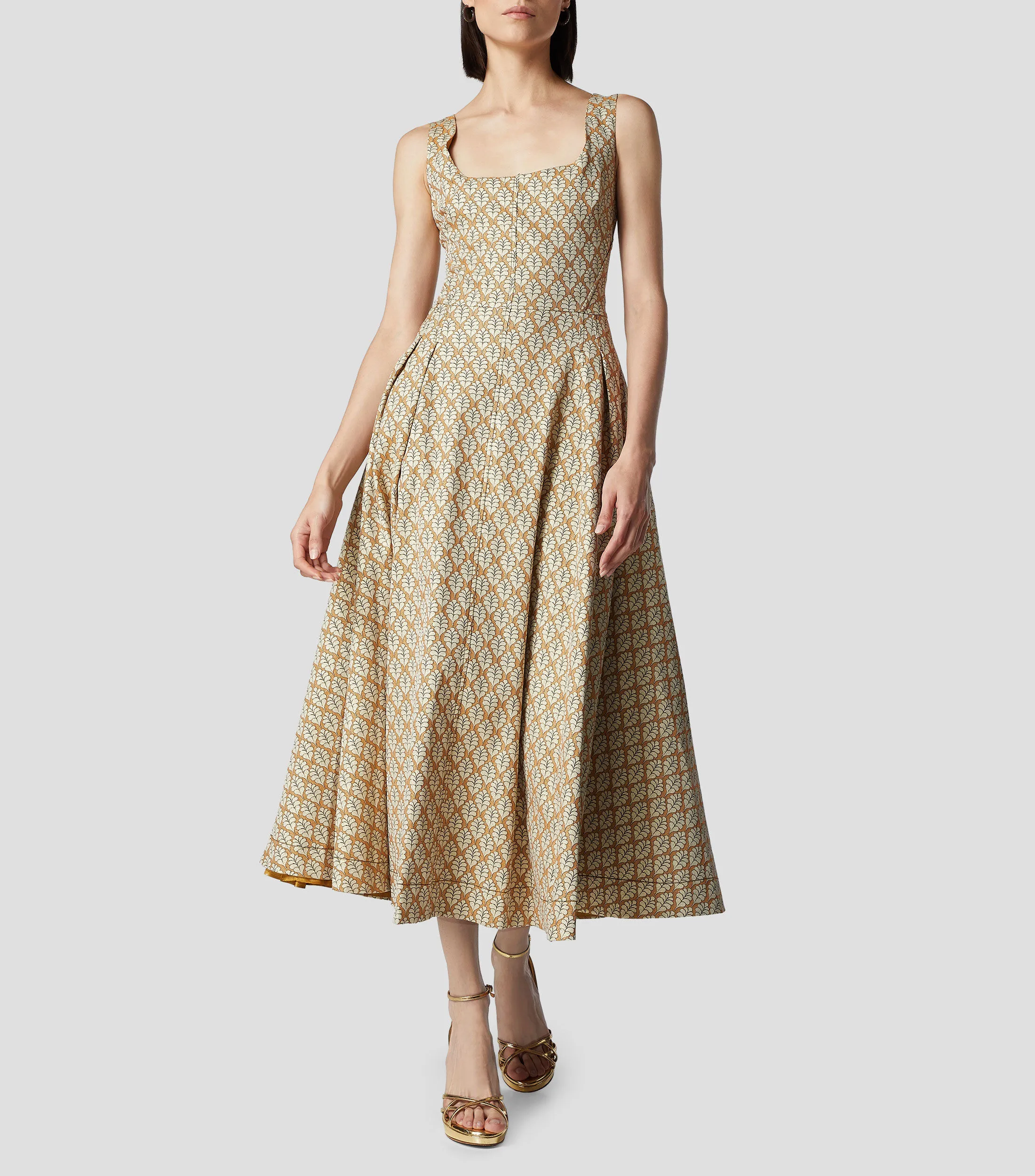 DHierro Vestido midi con brocado Mujer