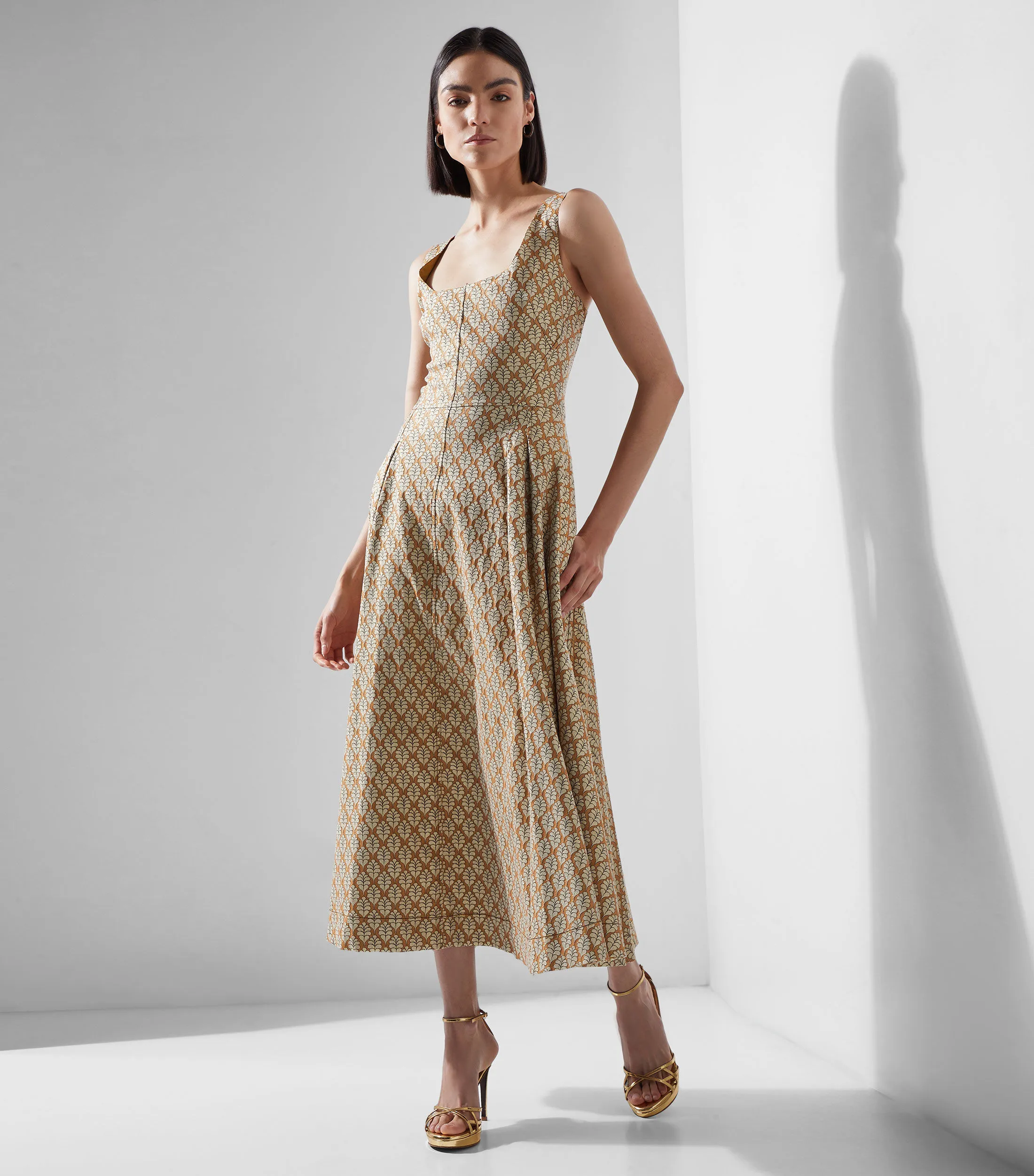DHierro Vestido midi con brocado Mujer
