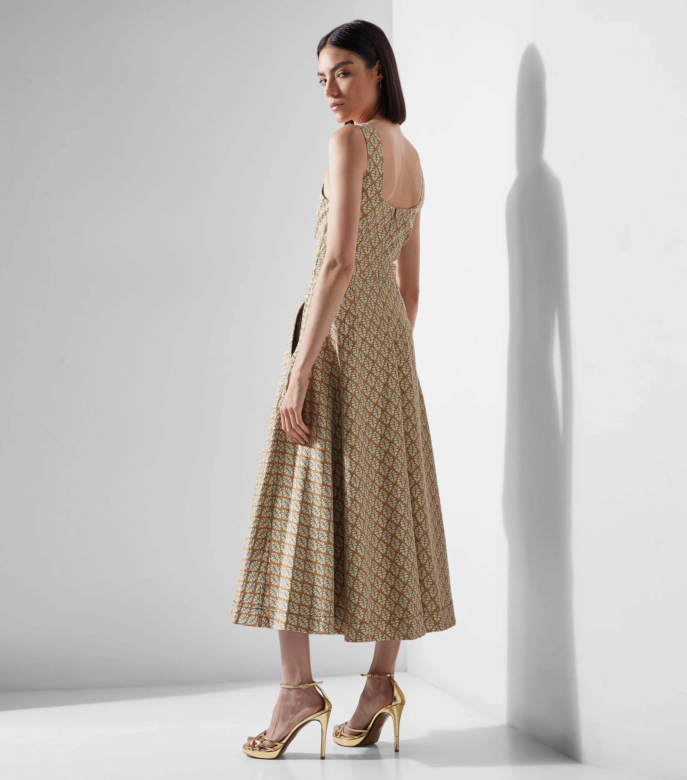 DHierro Vestido midi con brocado Mujer