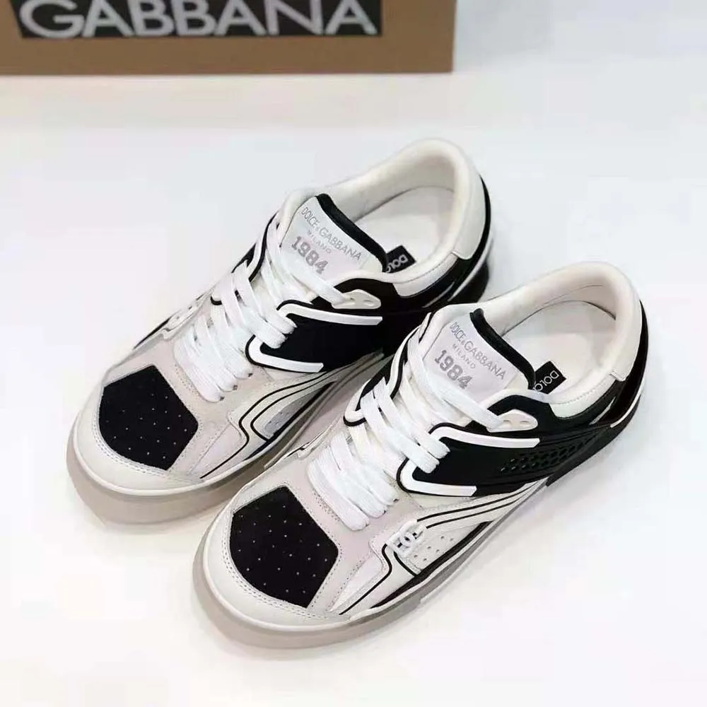 DOLCE GABBANA D&G HOMBRES PIEL DE BECERRO CUSTOM 2.ZERO ZAPATILLASNEGRO