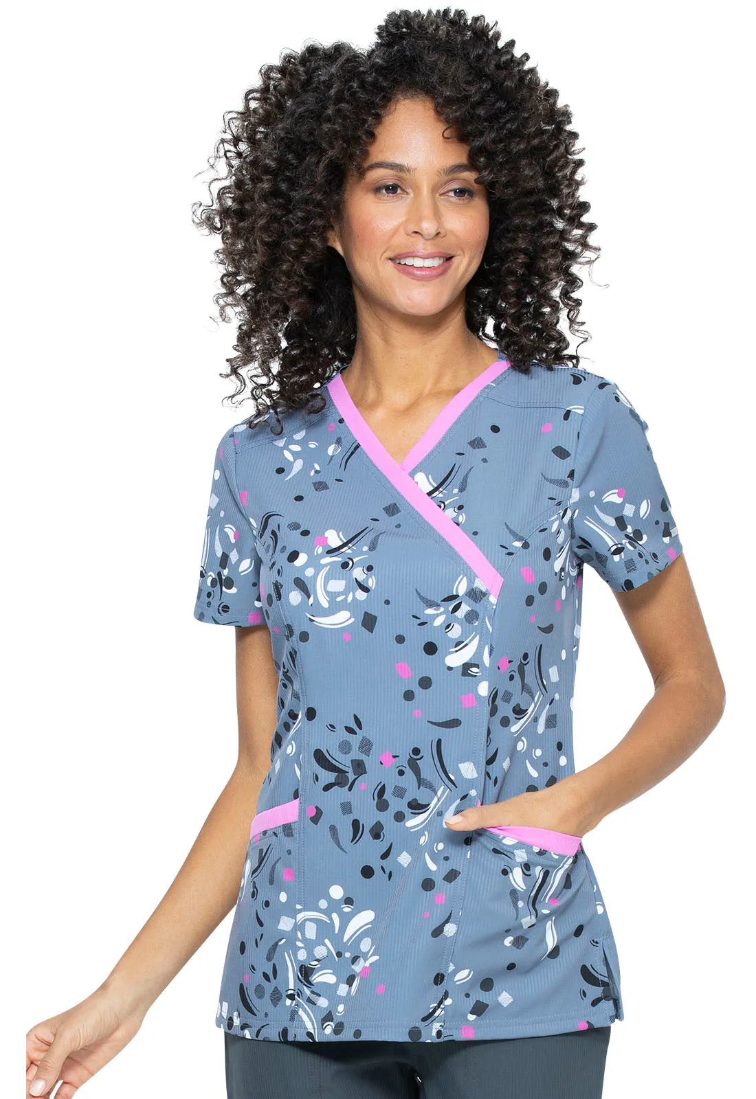 Elle Mock Wrap Top in Dancing Dots
