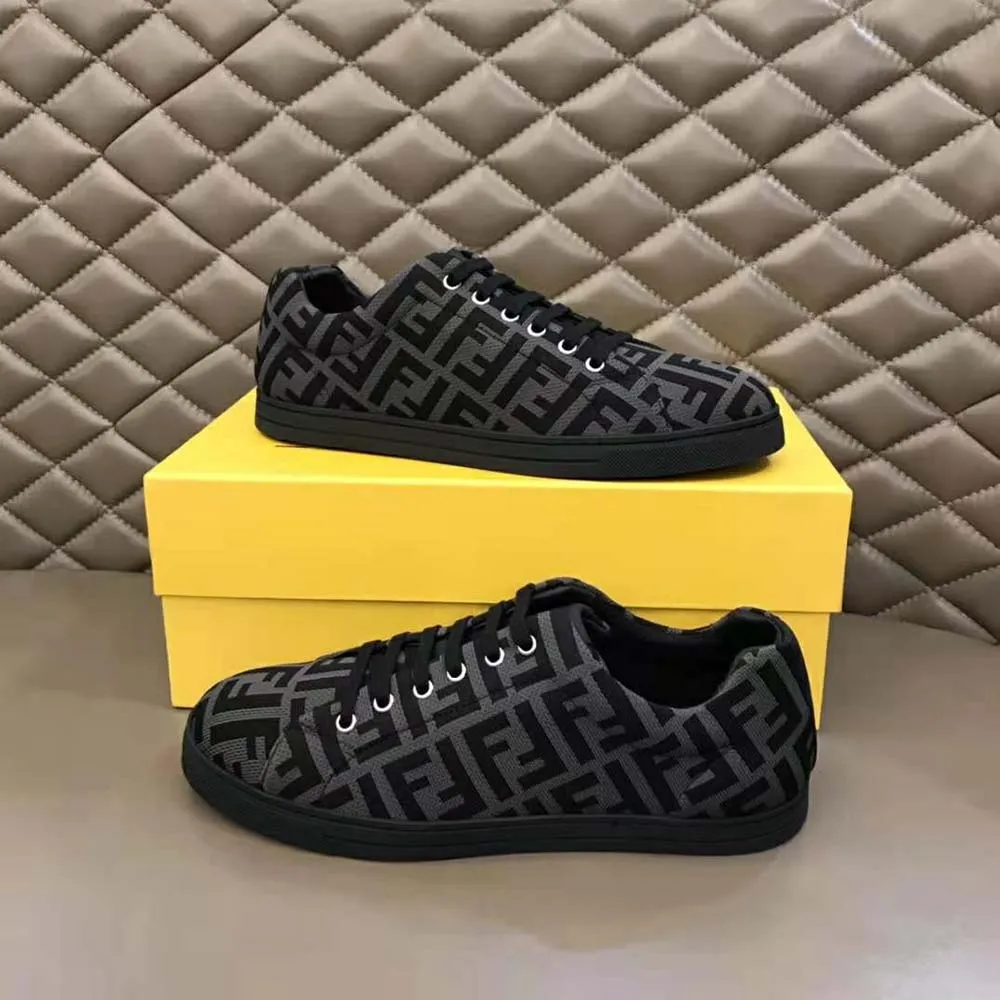 Fendi Hombre Zapatillas Bajas De Tejido Técnico Marrón