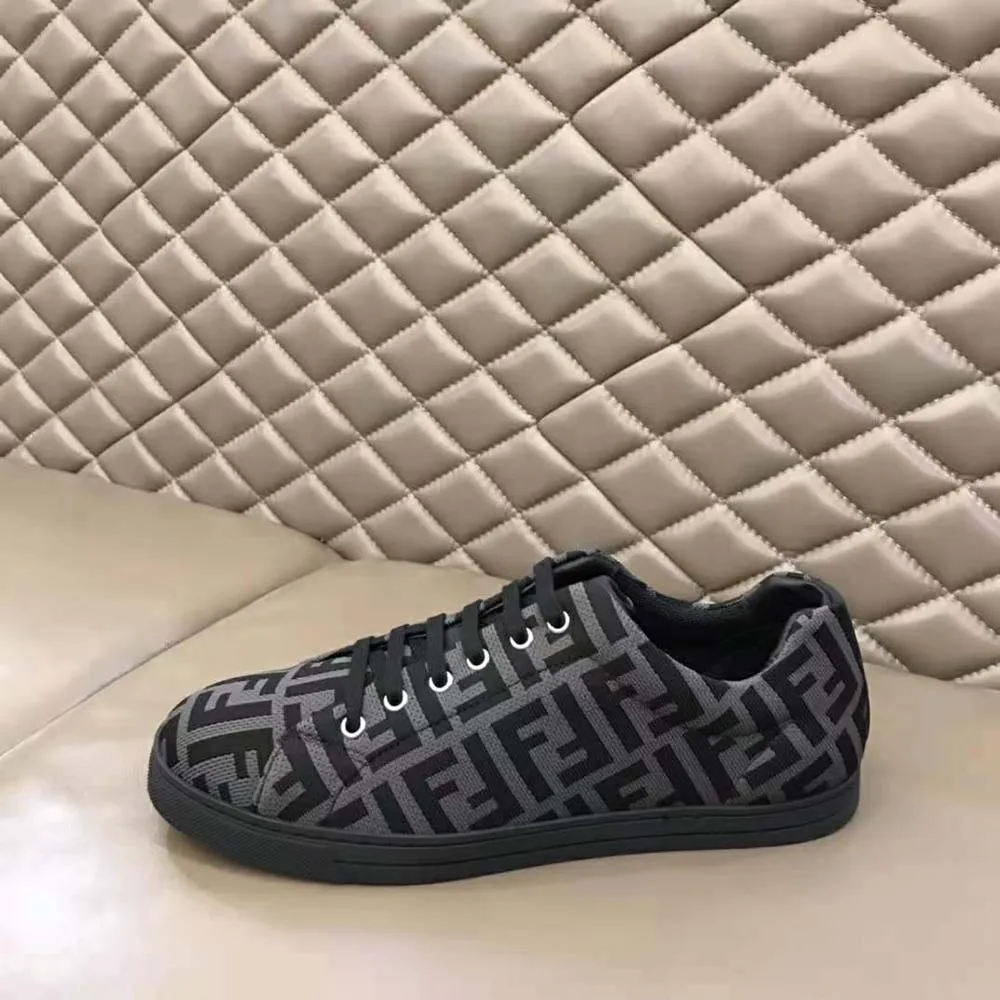 Fendi Hombre Zapatillas Bajas De Tejido Técnico Marrón