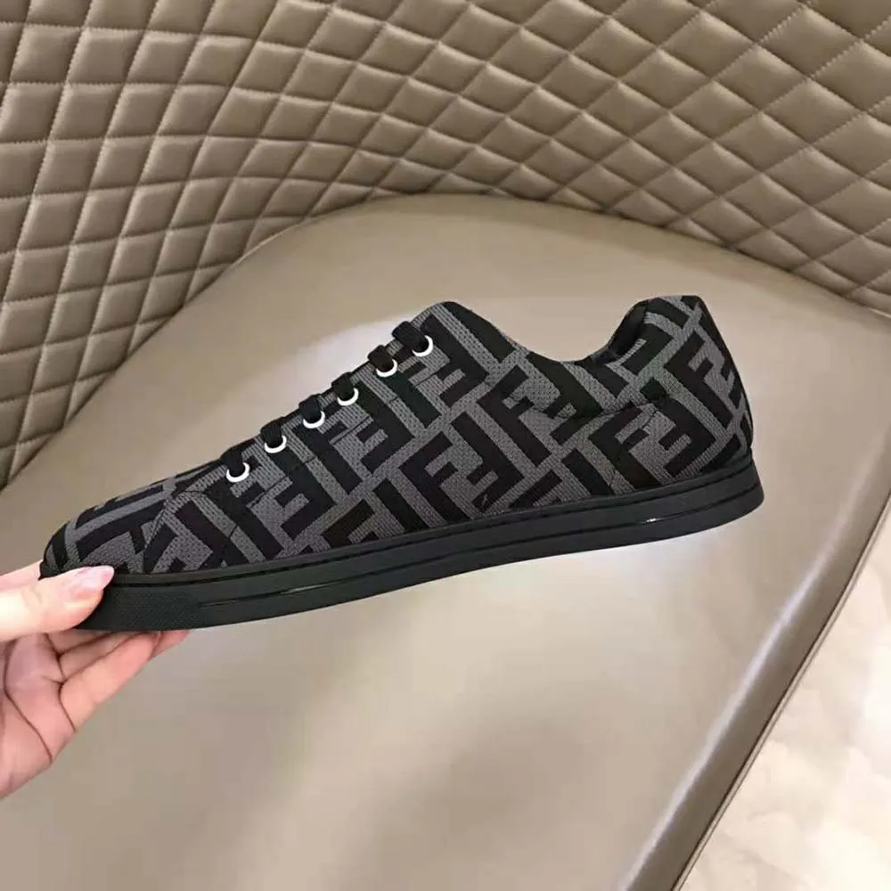 Fendi Hombre Zapatillas Bajas De Tejido Técnico Marrón