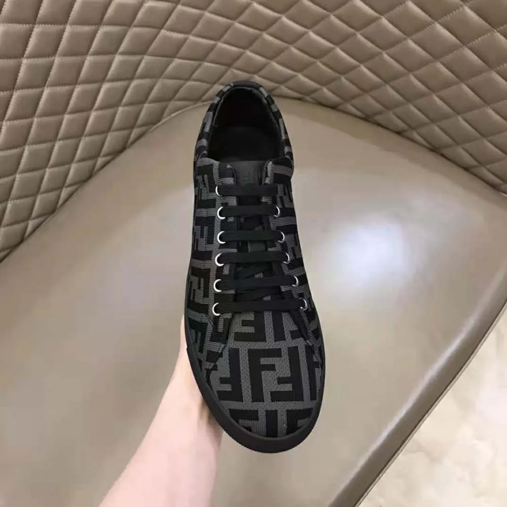 Fendi Hombre Zapatillas Bajas De Tejido Técnico Marrón