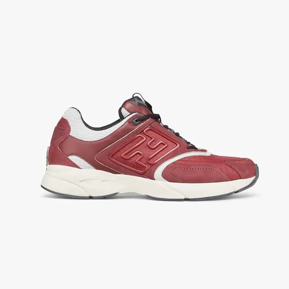 Fendi Hombre Zapatillas Faster De Piel Nobuck Burdeos Zapatillas Bajas