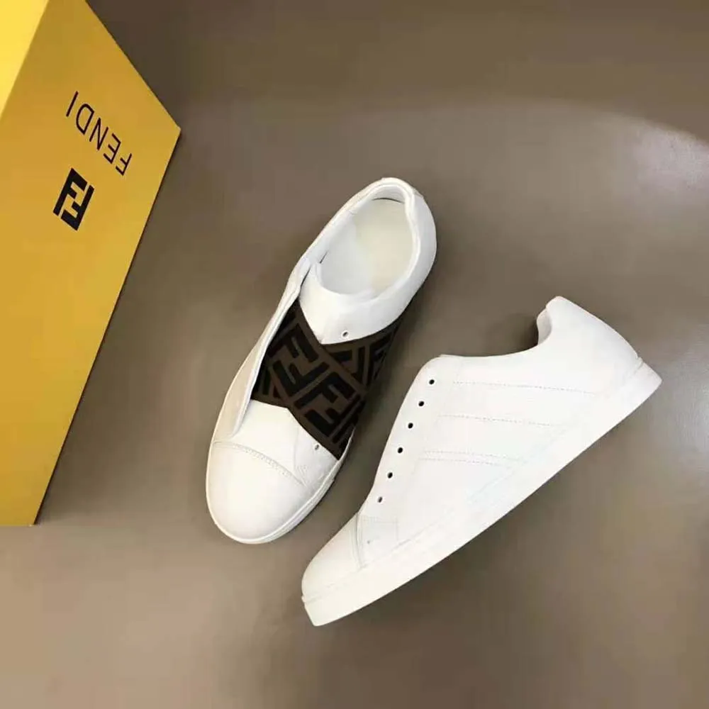 FENDI HOMBRE ZAPATILLAS SLIPONS DE CUERO BLANCO
