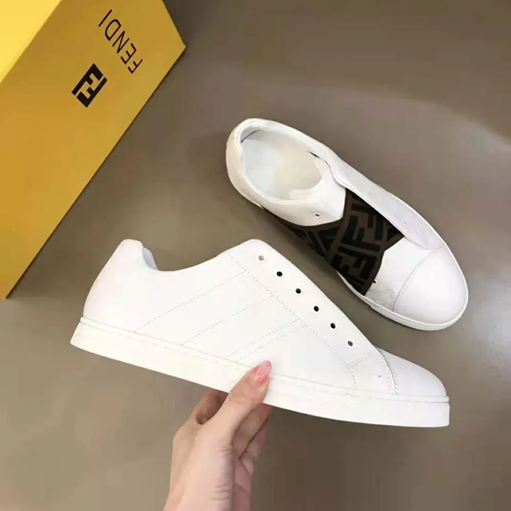 FENDI HOMBRE ZAPATILLAS SLIPONS DE CUERO BLANCO